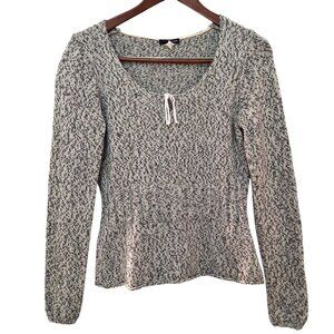 Vntg J.Crew Y2K Black & White Marled Babydoll Sweater Scoop Neck Merino Wool Sz